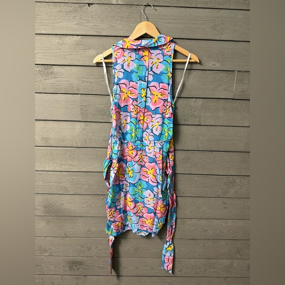 NWT For Love & Lemons Blue Yasmin Blue Tropical Floral Mini Dress 100% Bamboo M - Picture 11 of 15